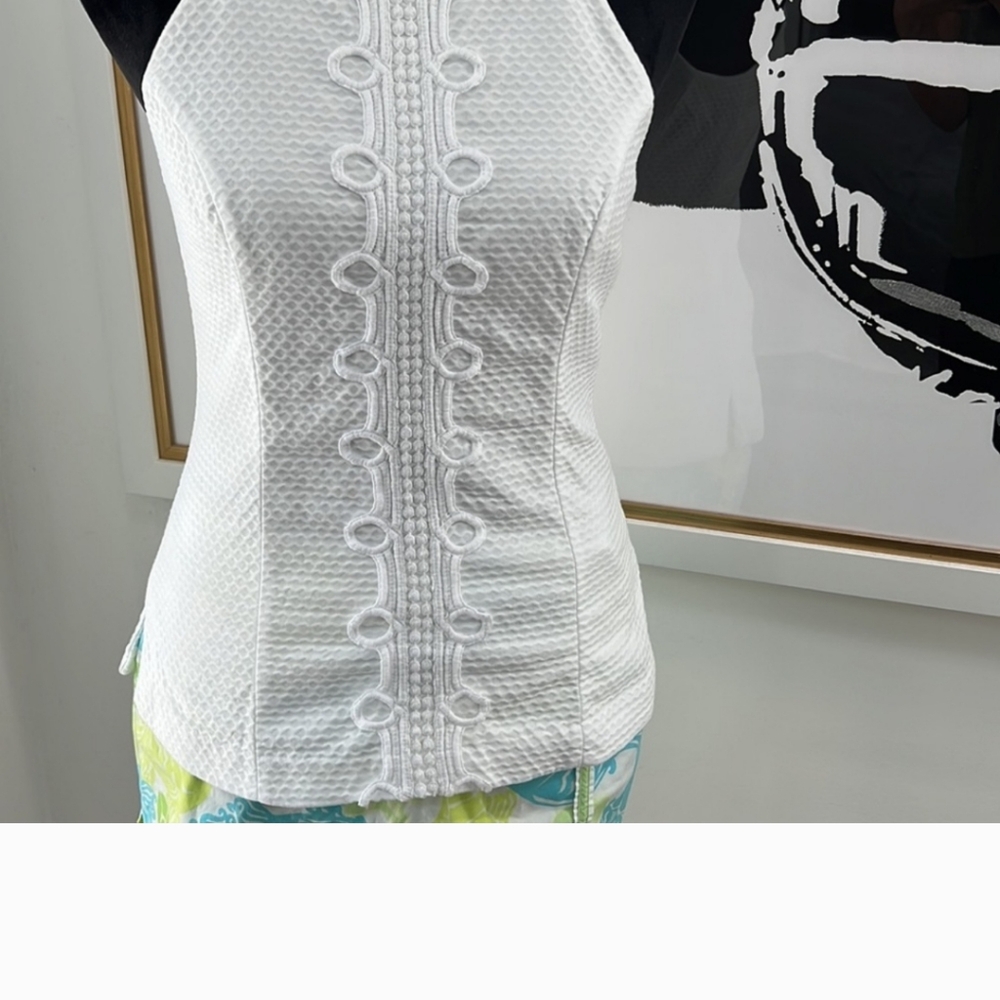 Lilly Pulitzer Annabelle White Sleeveless Halter Top, Size 4